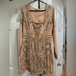 ASOS Tan Sequin Embellished Sheath Dress